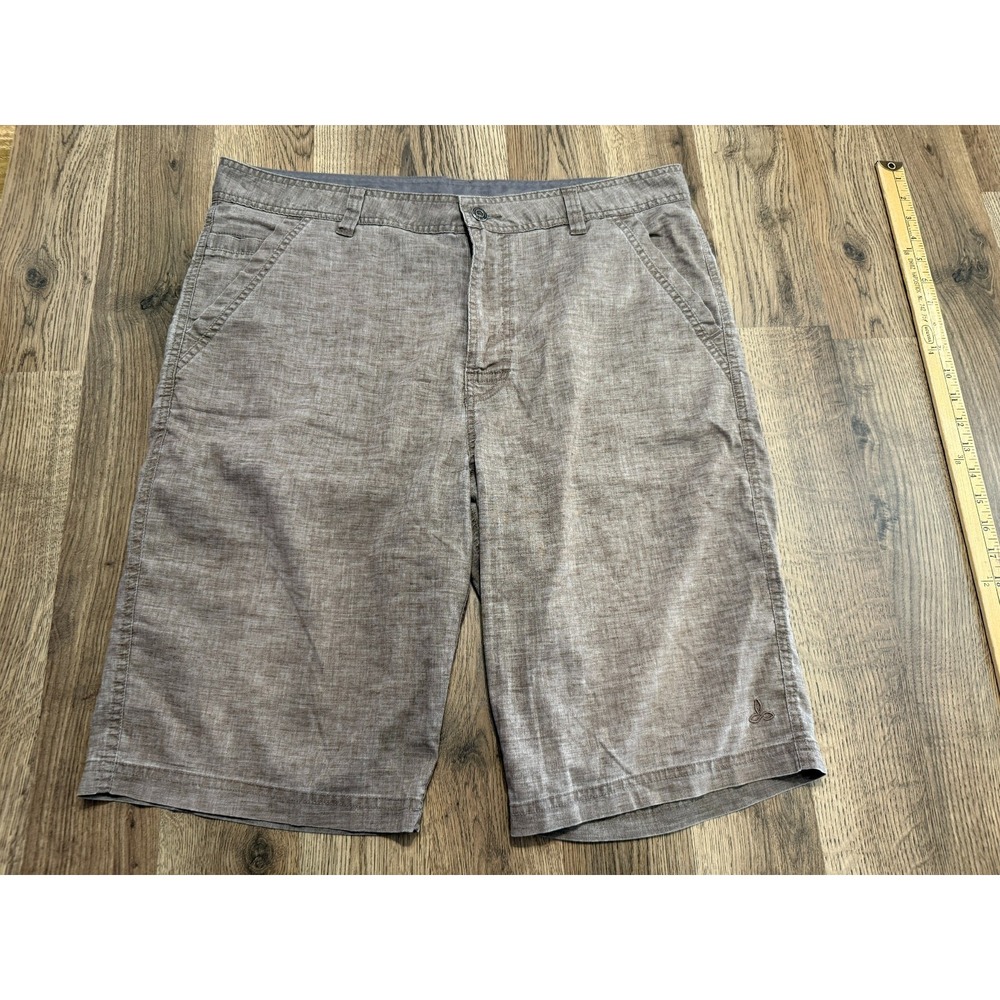 Prana Shorts Men's Size 36 Gray Chino Flat Front Pockets Casual